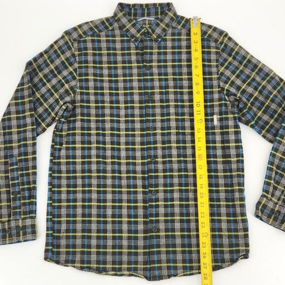 Columbia Flannel Shirt Size Small Green Plaid Earthy Grunge Omni Wick Outdoors - Picture 4 of 7